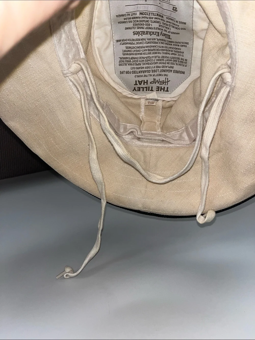 Tilley Hemp Beige Wide-Brim Sun Hat with Black Trim Model TH4